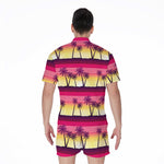 Sunset Palm Tree Pattern Print Men's Rompers
