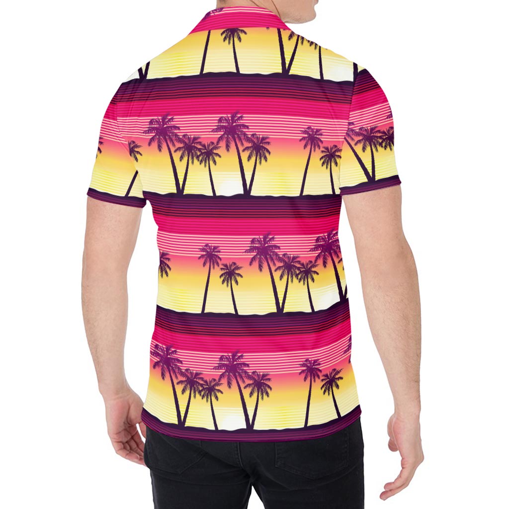Sunset Palm Tree Pattern Print Men's Shirt