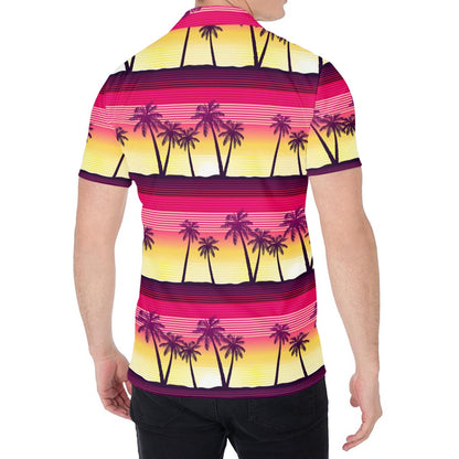 Sunset Palm Tree Pattern Print Men's Shirt