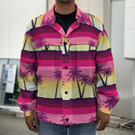 Sunset Palm Tree Pattern Print Men's Shirt Jacket