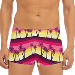 Sunset Palm Tree Pattern Print Men's Short Boxer Briefs