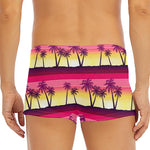 Sunset Palm Tree Pattern Print Men's Short Boxer Briefs