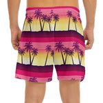 Sunset Palm Tree Pattern Print Men's Split Running Shorts