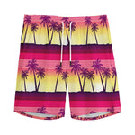 Sunset Palm Tree Pattern Print Men's Sports Shorts