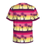 Sunset Palm Tree Pattern Print Men's Sports T-Shirt