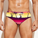 Sunset Palm Tree Pattern Print Men's Swim Briefs