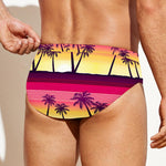Sunset Palm Tree Pattern Print Men's Swim Briefs