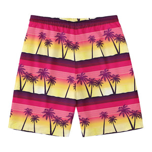 Sunset Palm Tree Pattern Print Men's Swim Trunks