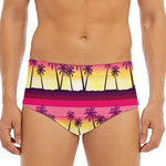 Sunset Palm Tree Pattern Print Men's Triangle Swim Briefs
