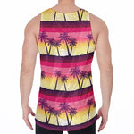 Sunset Palm Tree Pattern Print Men's Velvet Tank Top