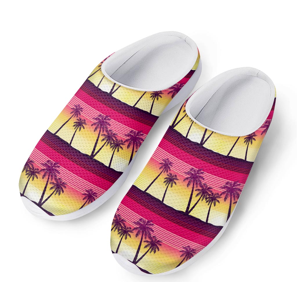Sunset Palm Tree Pattern Print Mesh Casual Shoes