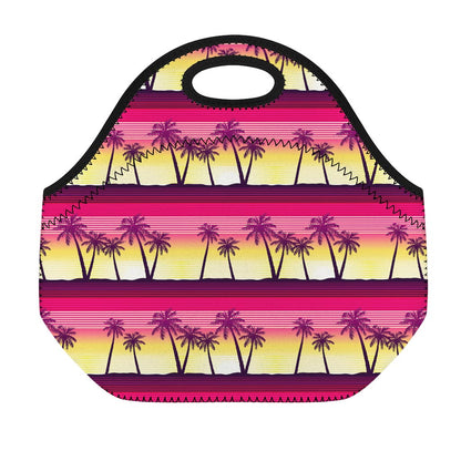Sunset Palm Tree Pattern Print Neoprene Lunch Bag