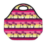 Sunset Palm Tree Pattern Print Neoprene Lunch Bag