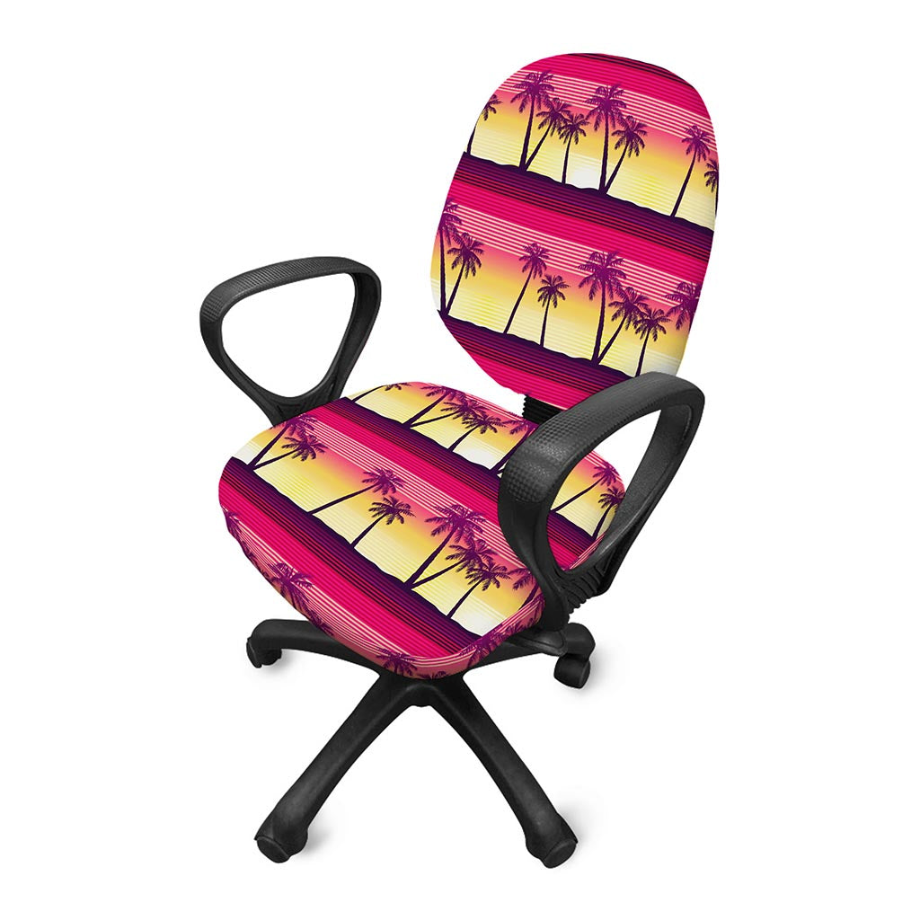 Sunset Palm Tree Pattern Print Office Chair Cover