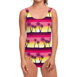 Sunset Palm Tree Pattern Print One Piece Swimsuit