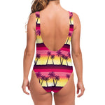 Sunset Palm Tree Pattern Print One Piece Swimsuit