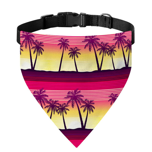 Sunset Palm Tree Pattern Print Over The Collar Dog Bandana