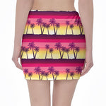 Sunset Palm Tree Pattern Print Pencil Mini Skirt