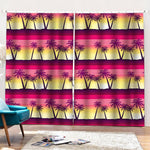 Sunset Palm Tree Pattern Print Pencil Pleat Curtains