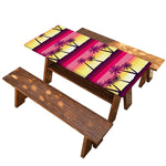 Sunset Palm Tree Pattern Print Picnic Table Cover