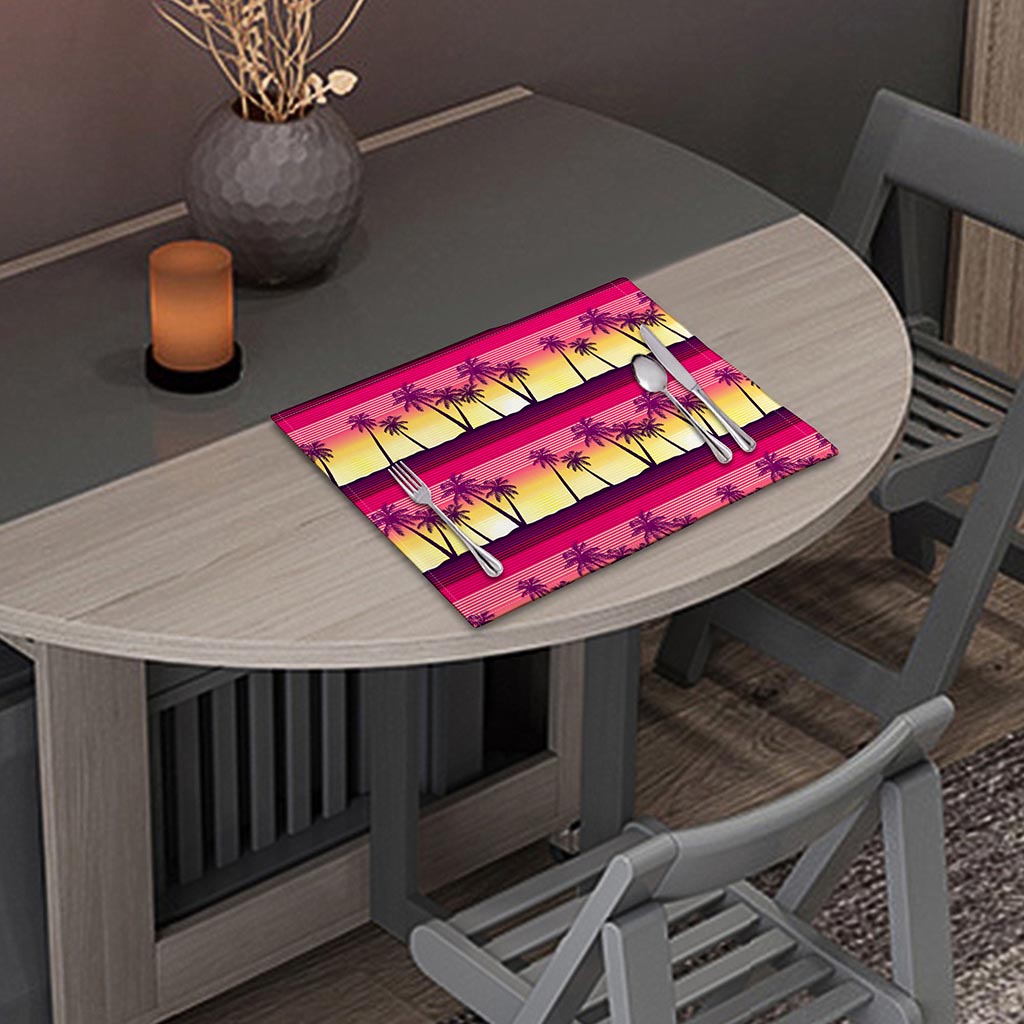 Sunset Palm Tree Pattern Print Placemat