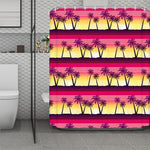 Sunset Palm Tree Pattern Print Polyester Shower Curtain