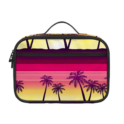 Sunset Palm Tree Pattern Print Portable Lunch Bag