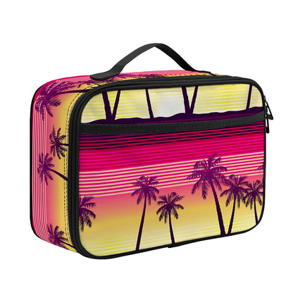 Sunset Palm Tree Pattern Print Portable Lunch Bag