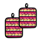 Sunset Palm Tree Pattern Print Pot Holders