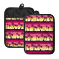 Sunset Palm Tree Pattern Print Pot Holders With Pocket