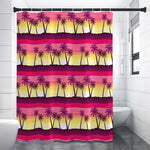 Sunset Palm Tree Pattern Print Premium Shower Curtain