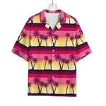 Sunset Palm Tree Pattern Print Rayon Hawaiian Shirt