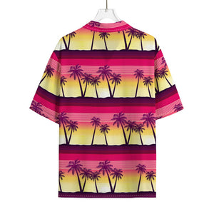 Sunset Palm Tree Pattern Print Rayon Hawaiian Shirt