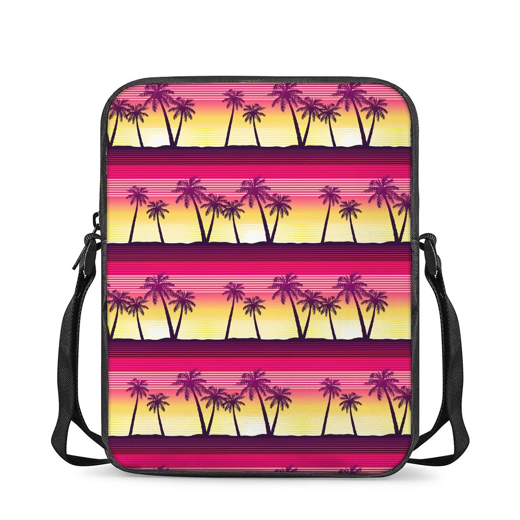 Sunset Palm Tree Pattern Print Rectangular Crossbody Bag