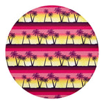 Sunset Palm Tree Pattern Print Round Blanket