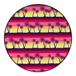 Sunset Palm Tree Pattern Print Round Floor Mat