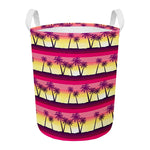 Sunset Palm Tree Pattern Print Round Laundry Basket