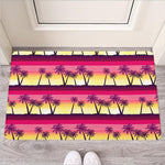 Sunset Palm Tree Pattern Print Rubber Doormat