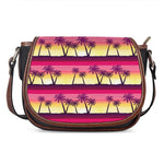 Sunset Palm Tree Pattern Print Saddle Bag