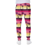 Sunset Palm Tree Pattern Print Scuba Joggers
