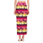Sunset Palm Tree Pattern Print Side Slit Maxi Skirt