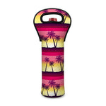 Sunset Palm Tree Pattern Print Single Neoprene Wine Tote