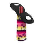 Sunset Palm Tree Pattern Print Single Neoprene Wine Tote