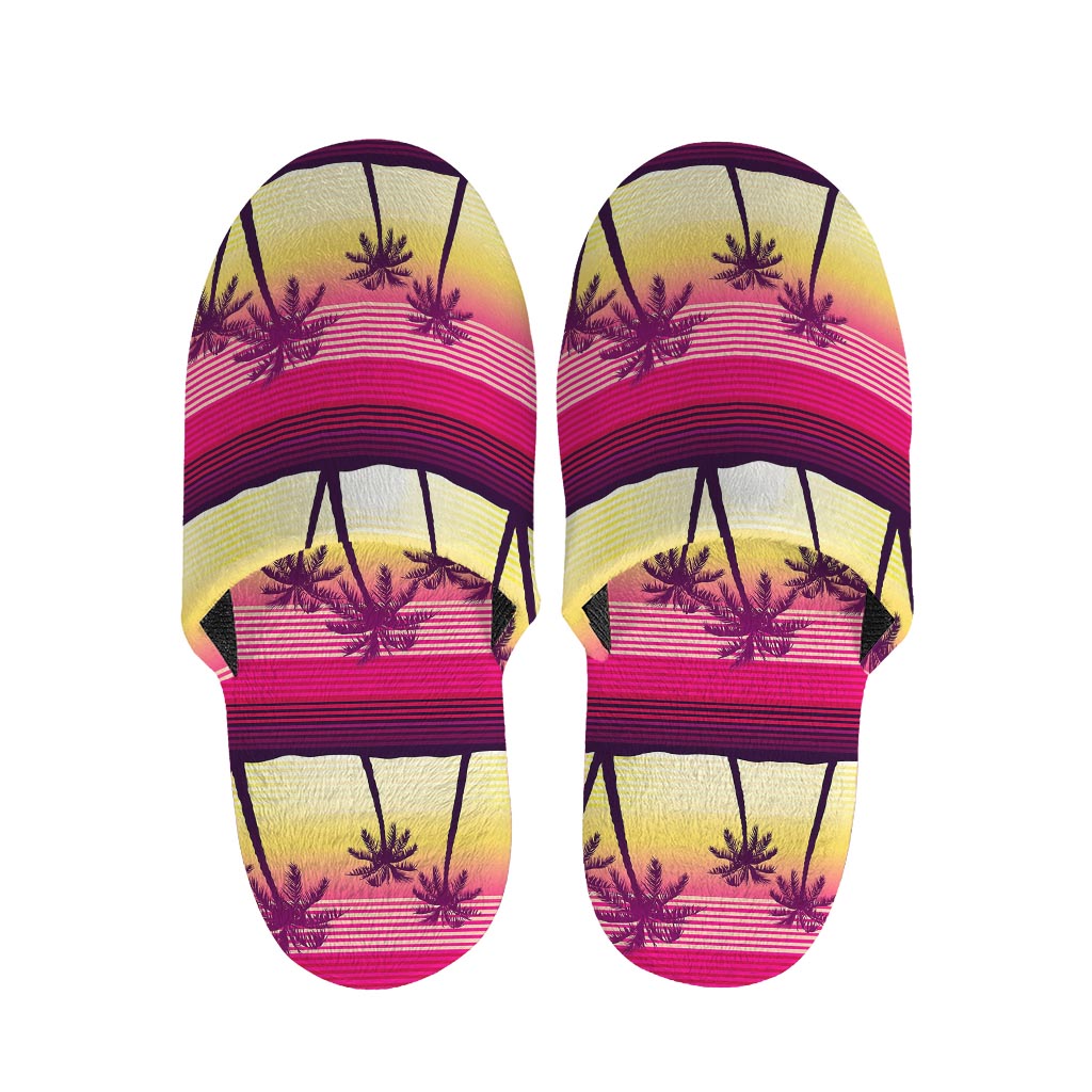 Sunset Palm Tree Pattern Print Slippers