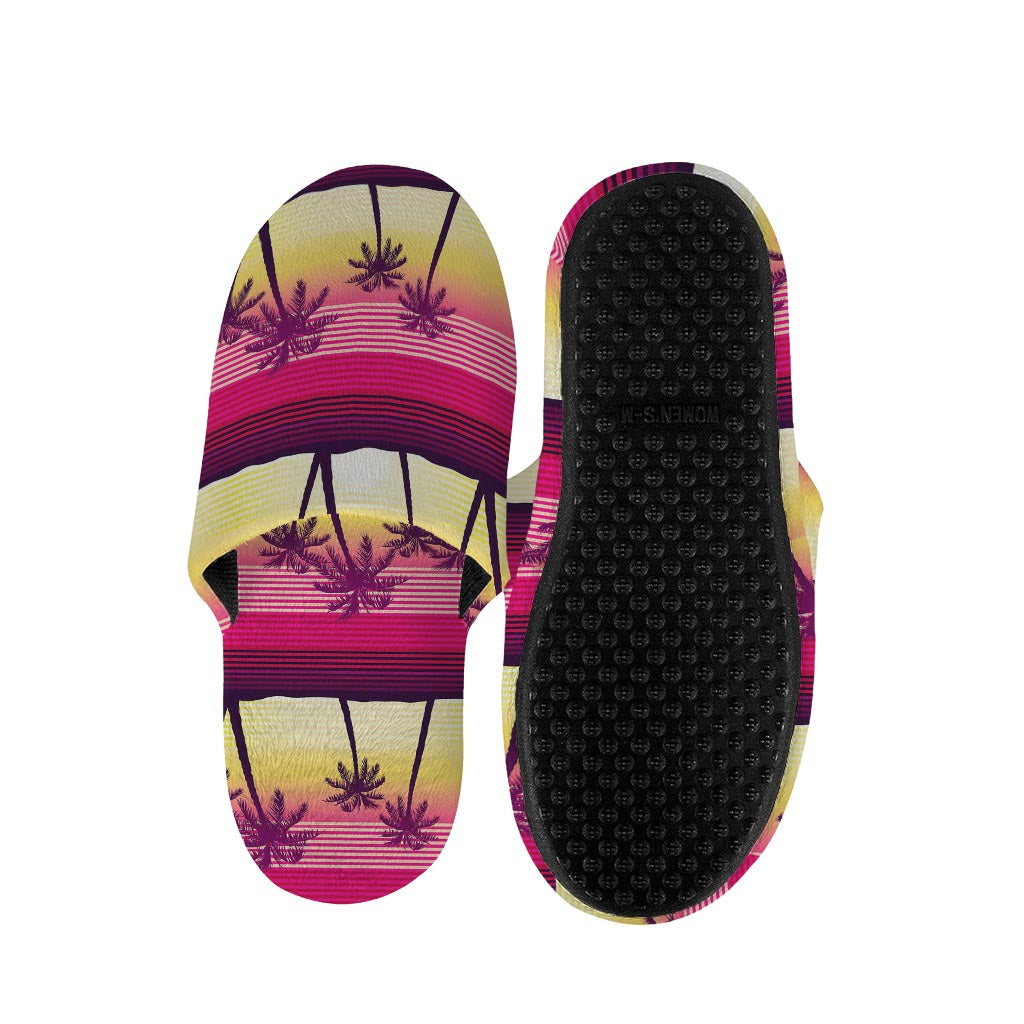 Sunset Palm Tree Pattern Print Slippers