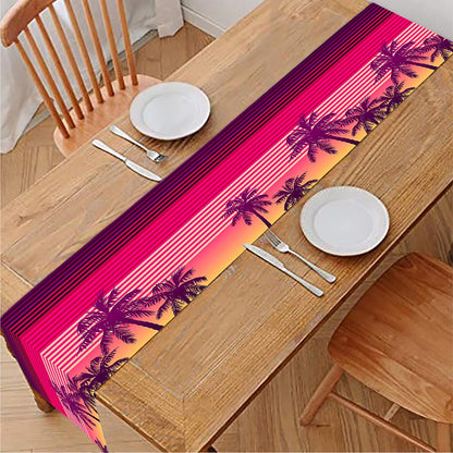 Sunset Palm Tree Pattern Print Table Runner