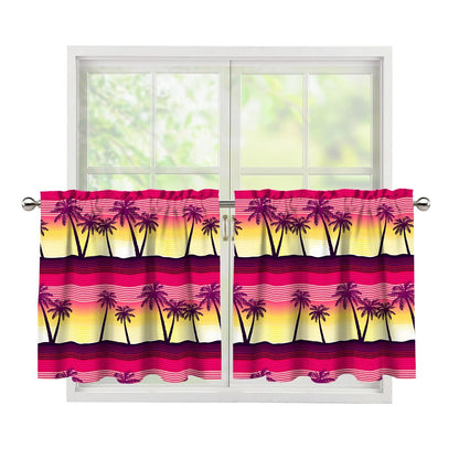 Sunset Palm Tree Pattern Print Tier Curtains