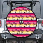 Sunset Palm Tree Pattern Print Tire Cover With Camera Hole
