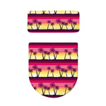Sunset Palm Tree Pattern Print Toilet Lid And Tank Cover Set
