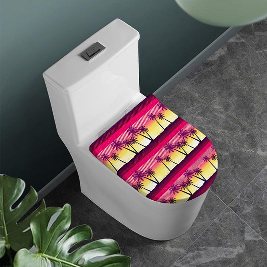 Sunset Palm Tree Pattern Print Toilet Lid Cover